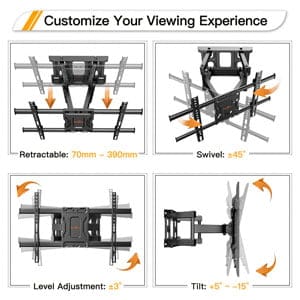 Perlegear Soporte de Pared Articulado Inclinable y Giratorio 37-75 pulgadas