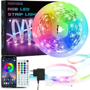 HOVVIDA Tira LED 5M, 30 LEDMetro, 1x5M, 24V RGB Luces LED, 150 LED