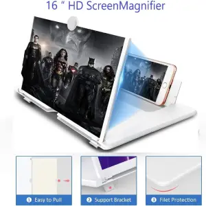 Yongheng 16 Pulgadas Lupa para móvil, Lupa de Pantalla de teléfono Anti 3D, Soporte Plegable portátil, Adecuado para Videos y Juegos, Compatible con Todos los teléfonos Inteligentes